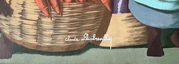 Claude Dambreville (1934-2021) 36"x48" Market Vendors with Carrots 1997 Acrylic on Canvas Unframed Painting#1JN-HA (Copy)