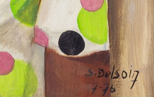 Sterne Delsoin 24"x16"  Fruit Seller 1976 Oil on Canvas Framed Painting #27SS