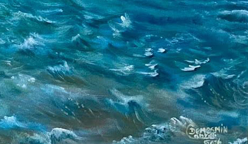 Cabrini Demesmin 24"x 30" Windswept Shore, Haiti 2026 Acrylic on Canvas Unframed Painting #5JN-HA
