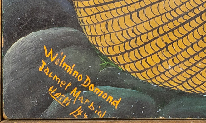 Wilmino Domond (1925-2006) 24"x15,75" Romance 1944 Huile sur carton Peinture encadrée #4SS