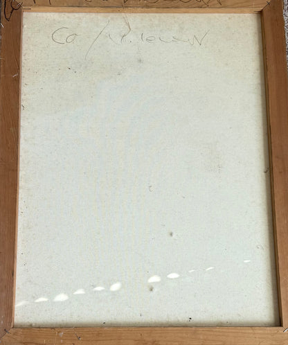 Emmanuel Dostaly 28"x22" Nocturnal Village Scene c1990 Acrylic on Canvas Painting #3BB