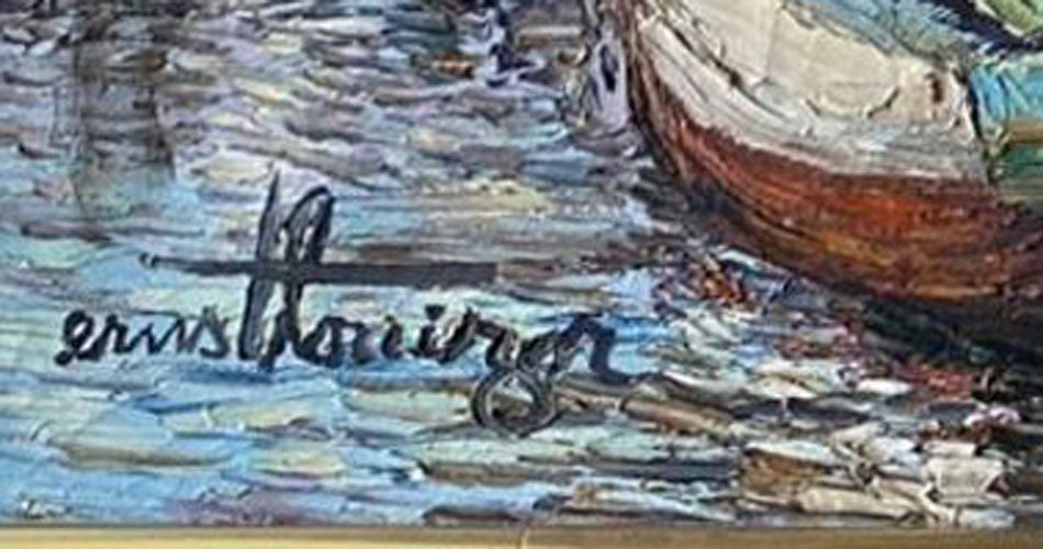 Ernst Louizor (Haitian, 1938-2011) 20"x24" Sailboats at Harbor c1980 Oil on Canvas Unframed Painting #3JN-HA