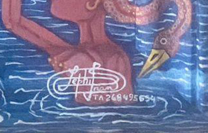 Frantz Zephirin 20"x16" Offrandes aux Esprits des Océans 2026 Oil on Board Painting with Hand-Painted Encrusted Frame #42JN-HA