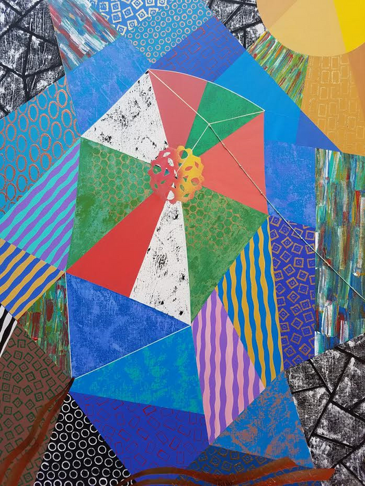 Fred Thomas 48"x 30" Cerf Volant (Kite#2) 2019  Mixed Media on Canvas Painting #11CFT