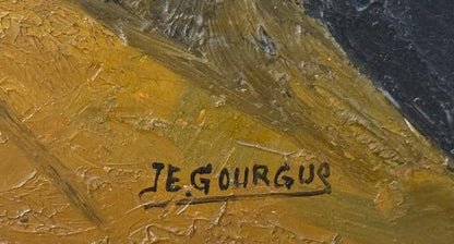 Jacques-Enguerrand Gourgue (1930-1996)  20"x24" Sailboat by the Shore c1960 Oil on Board Unframed Painting #1BN