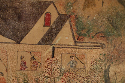 Hector Hyppolite (1894-1948) 18"x22" Maison coloniale c1940 Huile sur carton Peinture #1-3-96GSN-HA-Publié-Fondation Marie &amp; Georges S Nader