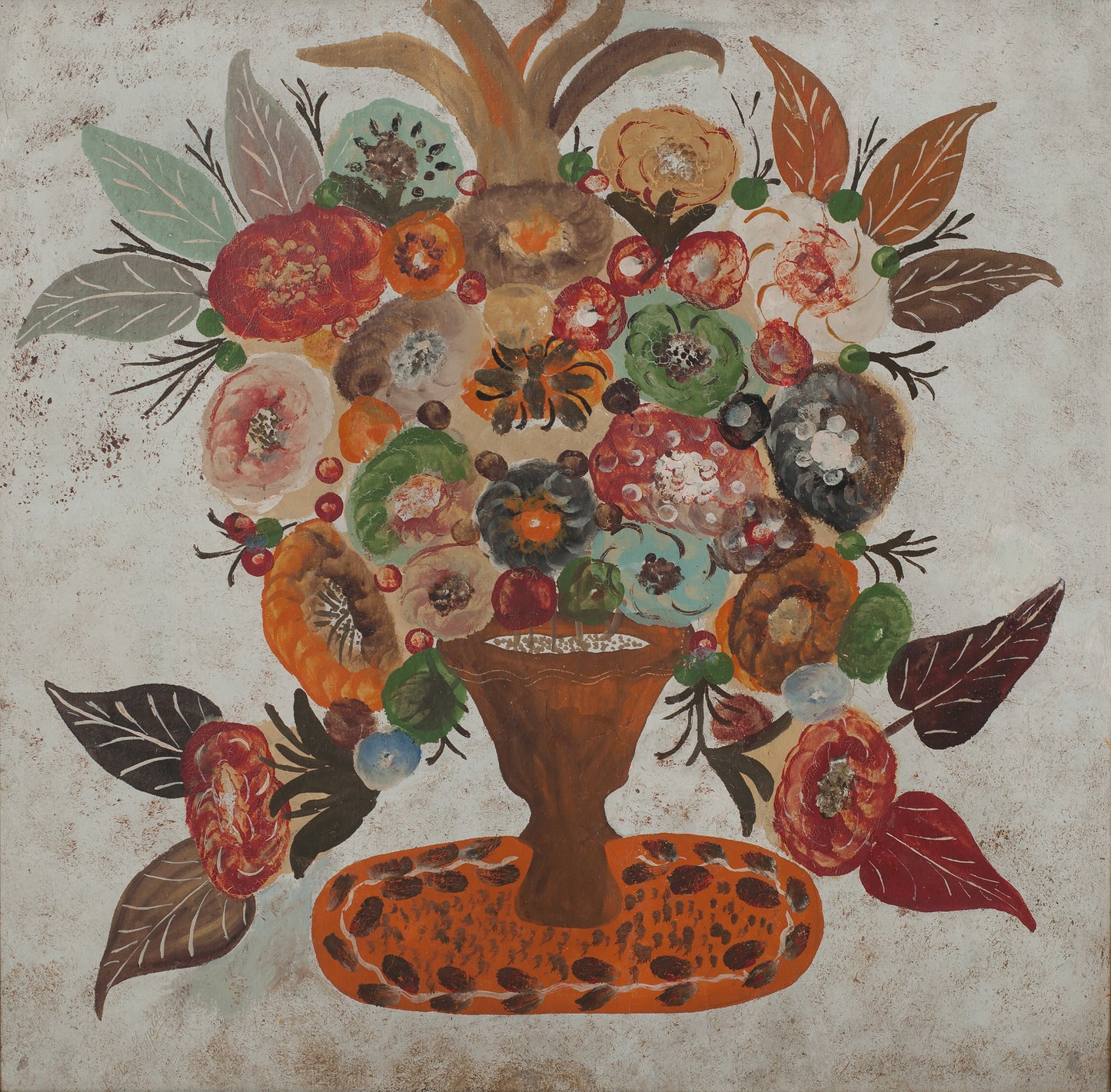 Hector Hyppolite (1894-1948) 19"x20" Jarrón de flores c1946 Óleo sobre cartón#1GSN-HA - No a la venta