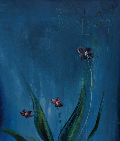Jean-René Jérôme (1942-1991) 29.5"x17.5" Seated Woman with Vase c1970 Acrylic on Canvas Unframed Painting #1LW