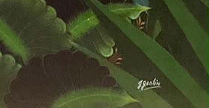 Jacques Geslin 40"x 30" Rainforest Paradise Oil on Canvas Unframed Painting #1JN-HA