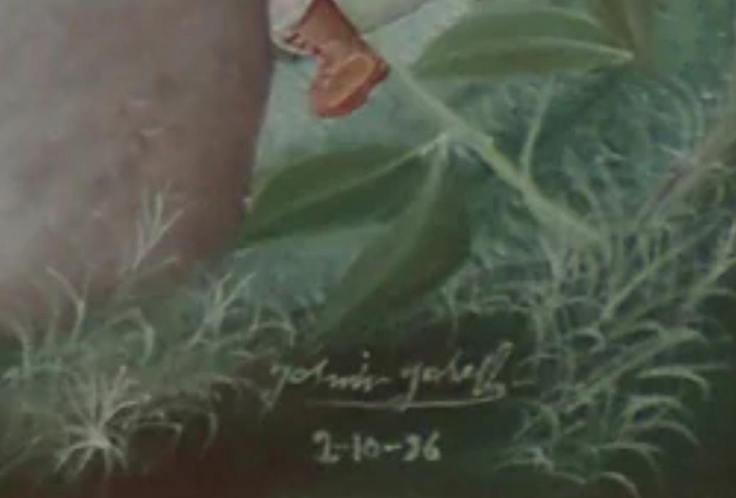 Jasmin Joseph (1923-2005) 25"x14" Monkeys at the Beach 1989 Acrylic on Board Unframed Painting#1JN-HA