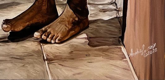 Sophia Lacroix 40"x15"x1.5" "Toweling Off" 2022 Gallery Wrapped Style Oil on Canvas Painting #1SL