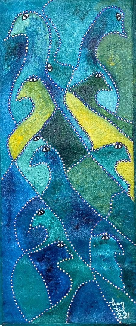 Levoy Exil 24"x10" Celestial Rhythm 2021 Acrylic on Canvas  Unframed Painting #5JN-HA