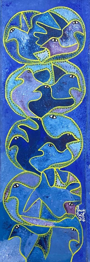 Levoy Exil 30"x10" Celestial Harmony 2022 Acrylic on Canvas  Unframed Painting #3JN-HA