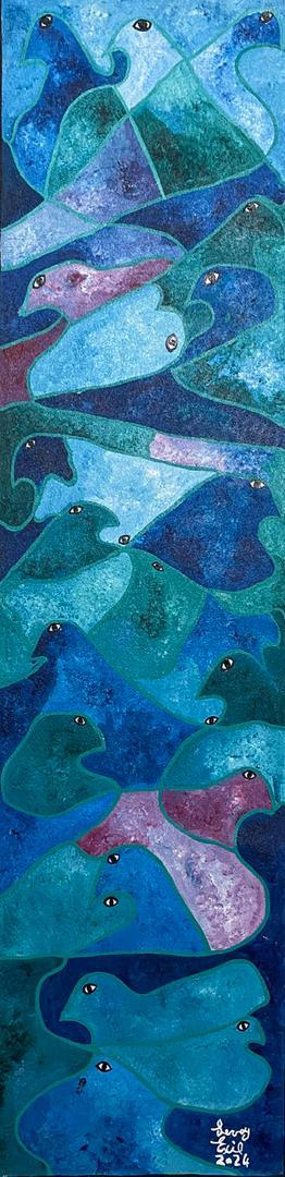 Levoy Exil 40"x10" Waves of Spirits 2024 Acrylic on Canvas  Unframed Painting #4JN-HA