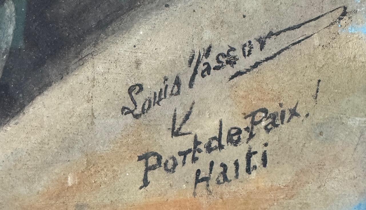 Louis Vassor (1888-1968) 32"x14" Joseph, Port-de-Paix c1930 Oil on Canvas Framed Under Glass Painting #2CZ