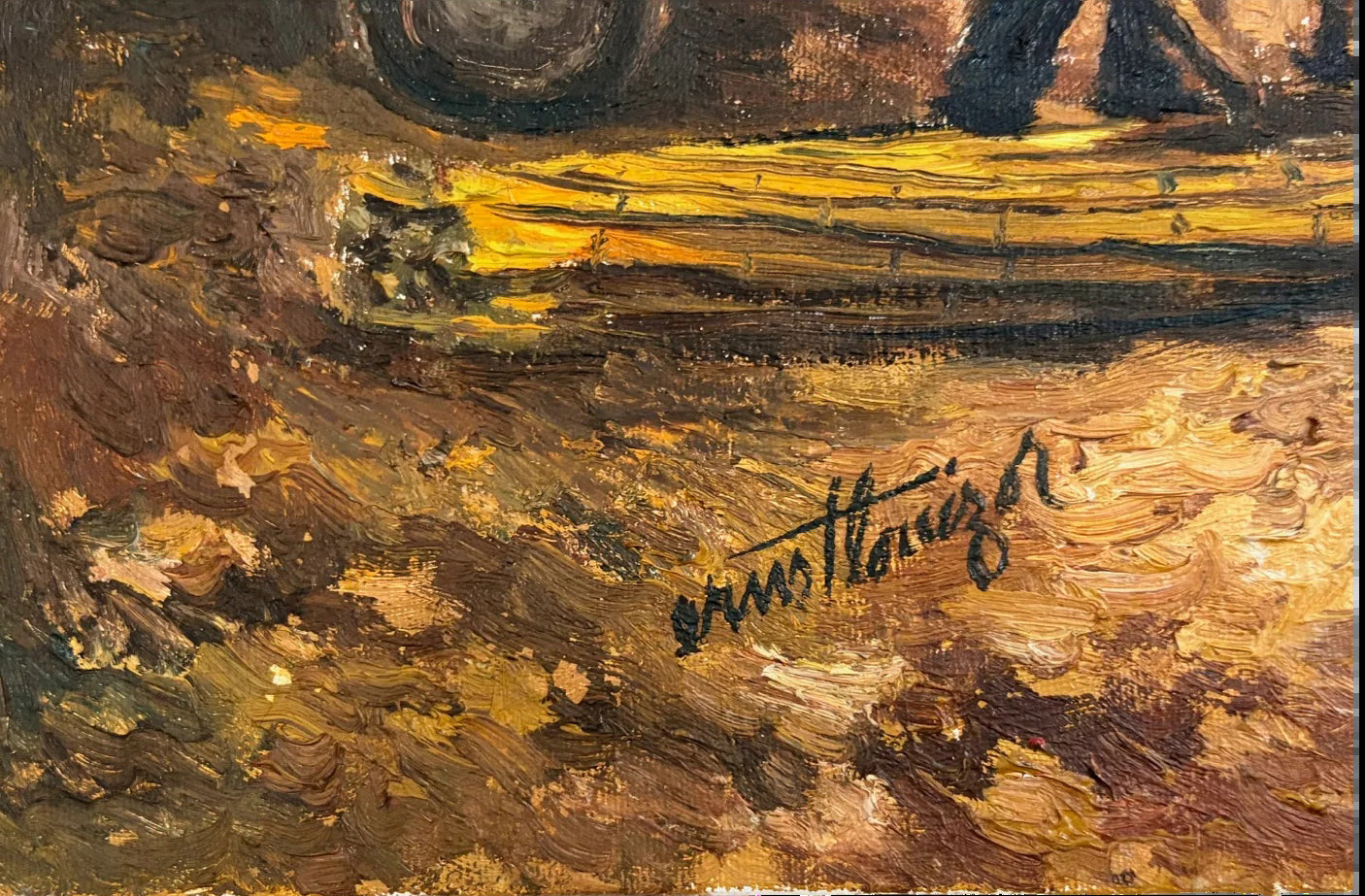Ernst Louizor (Haitian, 1938-2011) 24"x32" Harbor Market Scene c1970 Oil on Board Unframed Painting #12FDM
