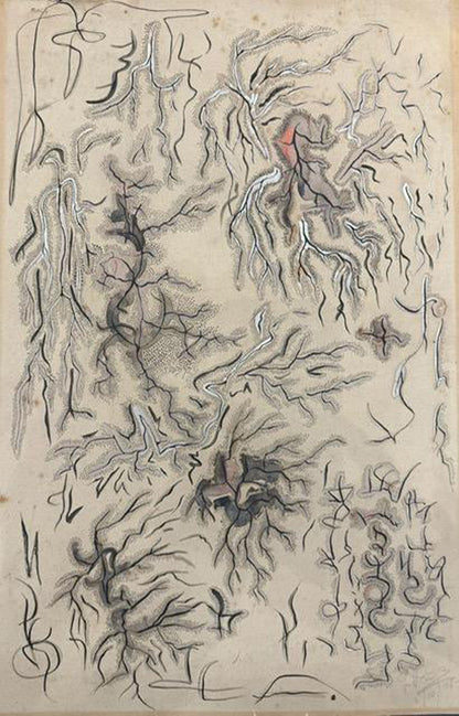 Lucien Price (1915-1963) 21.5"x13.75" Abstract 1948 Ink on Paper Drawing #1GN-HA