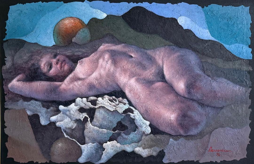 Lyonel Laurenceau 24"x36" Detente Marine 1996 Acrylic on Canvas Unframed Painting#1BN-MIA