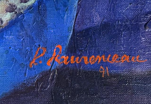 Lyonel Laurenceau 30"x24" Young Women Having Lunch 1991 Acrylic on Canvas Unframed Painting #2FC