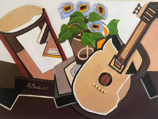 Rolande Magloire 30"X40" RÉSUMÉ MUSICAL 2023 Huile sur Toile Peinture #11RM 