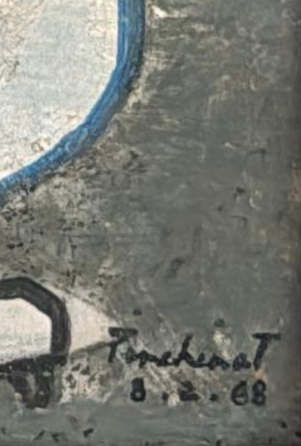 Max Pinchinat 36"x24" Abstract Composition 1968 Oil on Canvas Unframed Painting #1-3-96GSN-Family Marie & Georges S. Nader