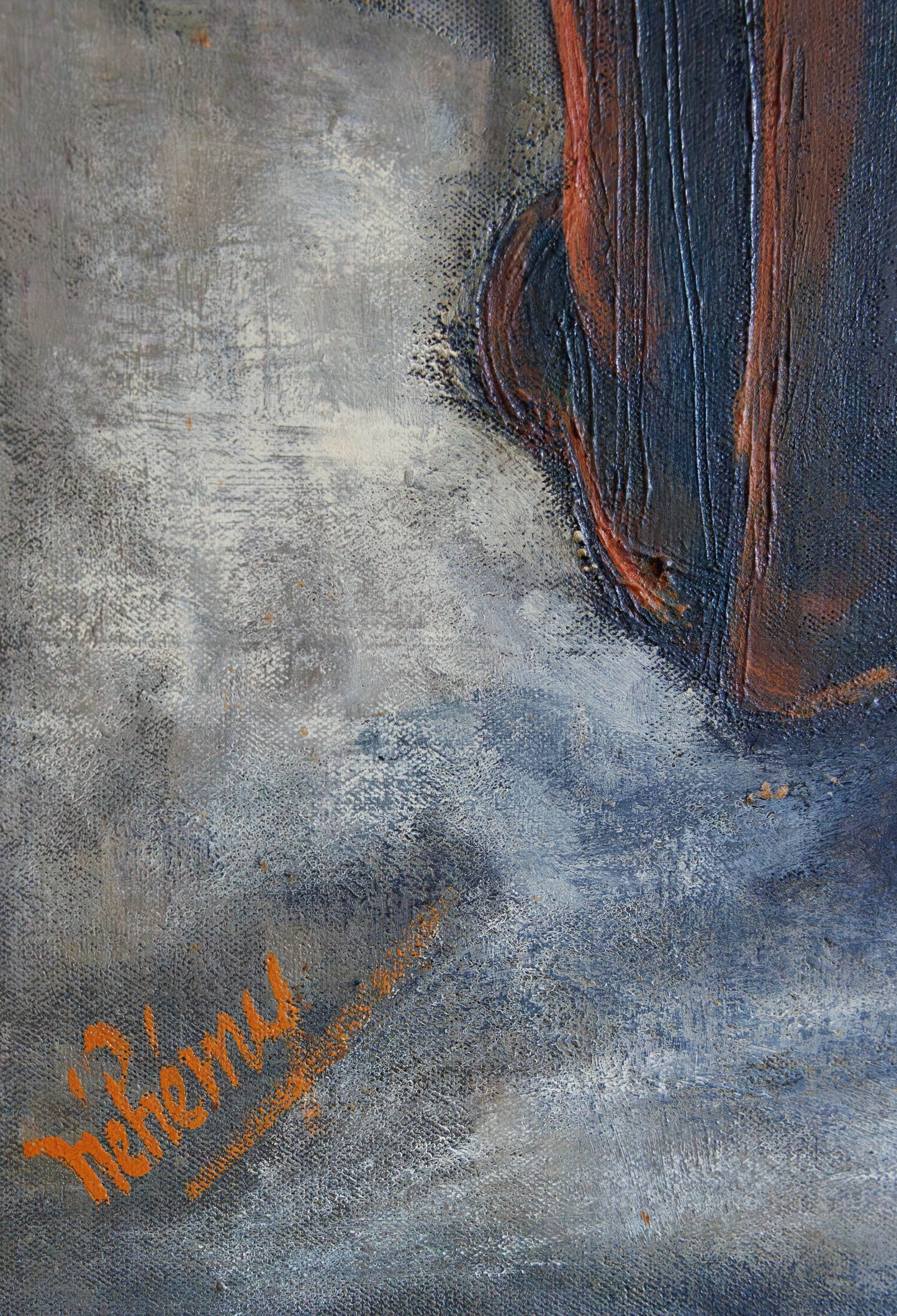 Néhémy Jean (1931-2007) 16"x24" Comerciante durmiente 1969 Óleo sobre lienzo #2-2-95MFN