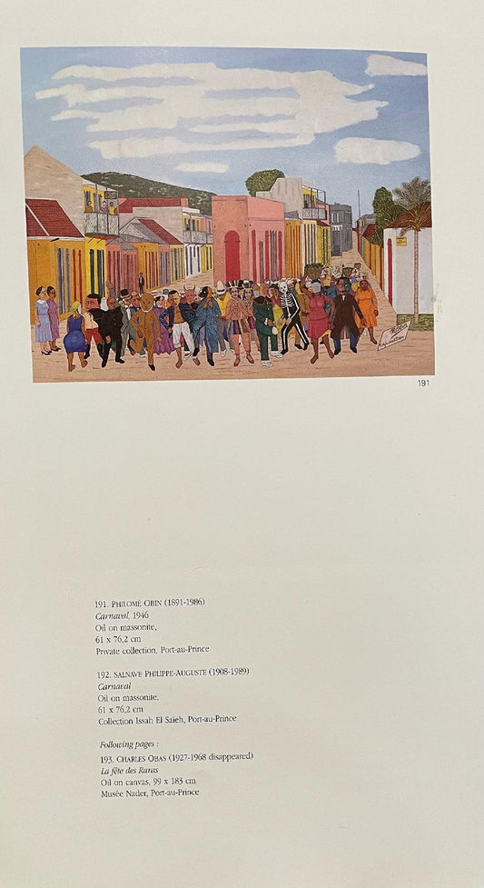 Philome Obin (1891-1986) 24"x30" Carnival 1946 Oil on Board Painting- Published in "Peintres Haitiens" #15-3-96GSN-HA