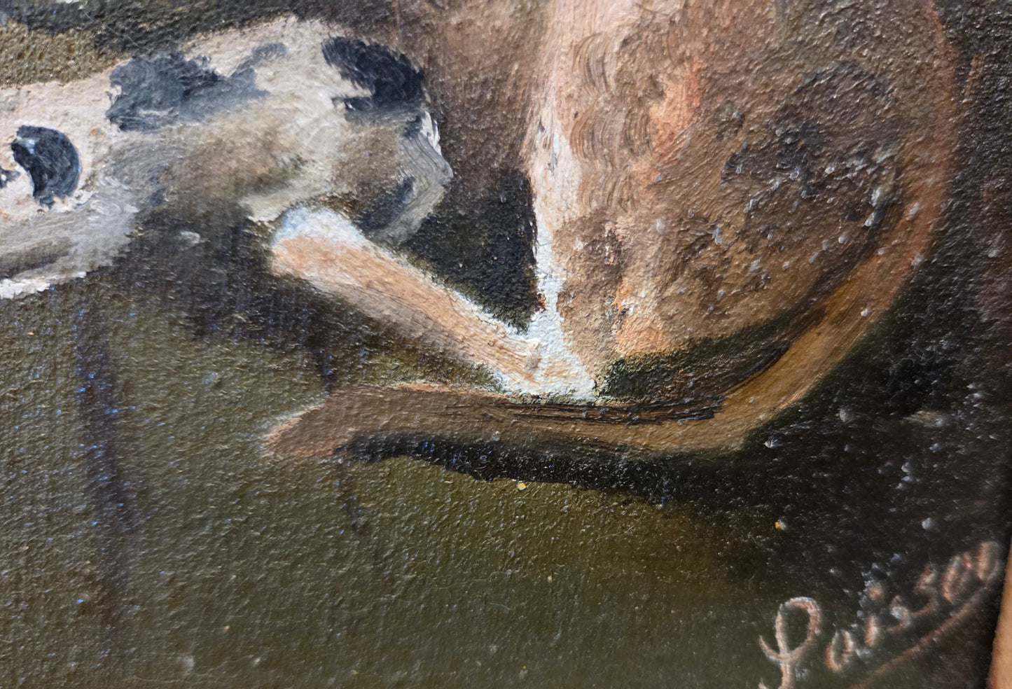 Louverture Poisson (1914-1985) 24"x20" Marine nocturne 1980 Huile sur toile Peinture non encadrée