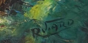 Raoul Viard (1921-1984) 12"x16" By The River c1970 Oil on Canvas Unframed Painting #2RS