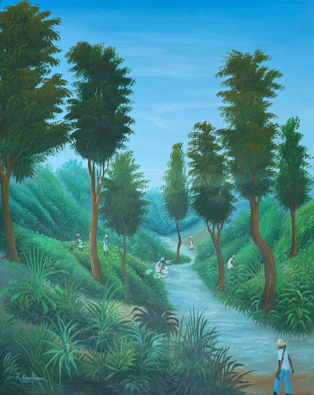 Raymond Dorleans (1947-2000) 30"x24" Landscape c1980 Oil on Canvas Painting#1PN-MIA