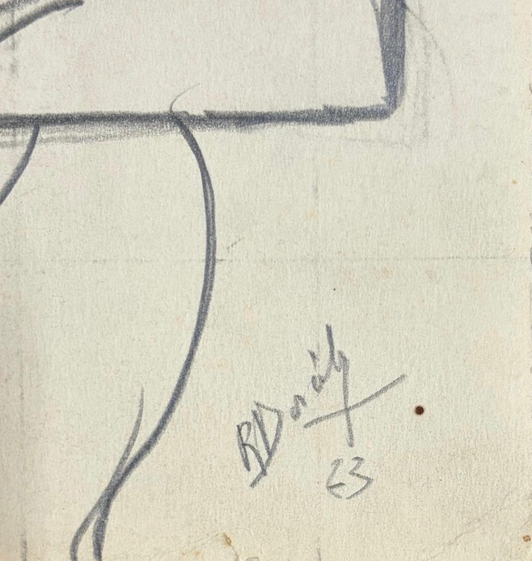 Roland Dorcely (1930-2017) 14"x 10.75" Cubist Female Nude Study #1 Drawing 1973 Pencil on Paper Unframed #2FDM