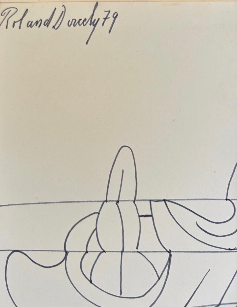 Roland Dorcely (1930-2017) 16"x10" Abstarct Profile 1979 Ink On Paper Drawing Unframed #4FDM