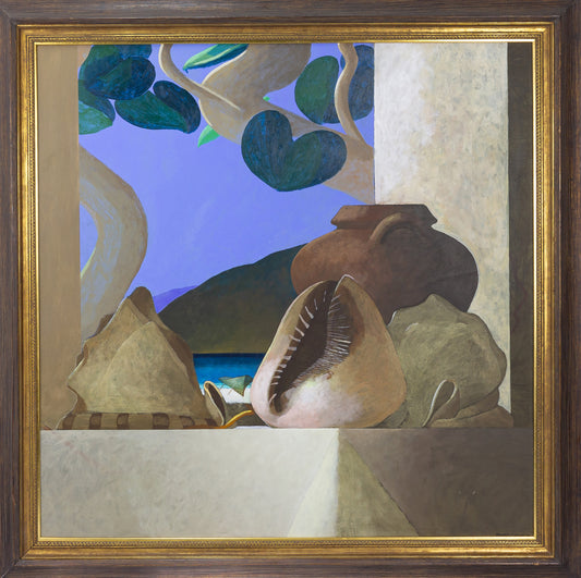 Bernard Sejourne (1947-1994) 47 ½" x 47 ½" Escargots 1981 Acrylique sur carton Peinture encadrée #25SS