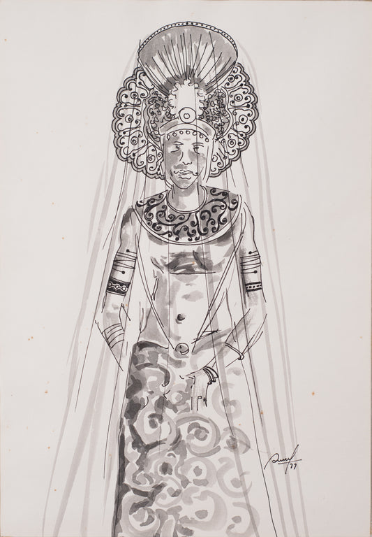 Emilcar Similien (Simil) 13"x 9" The Bride 1977 Watercolor on Paper #16-3-96GSN-Fondation Marie & Georges S. Nader
