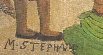 Micius Stephane (1912-1996) 24"x30" Village &amp; Montagnes c1980 Huile sur carton Peinture encadrée #17SS