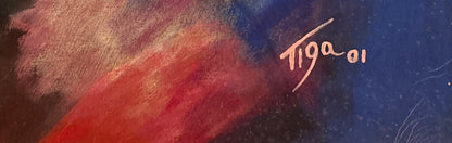 Jean-Claude Garoute -TIGA (1936-2006)  36"x24" Vodou Abstract Portrait 2001 Acrylic on Canvas Painting #2SM