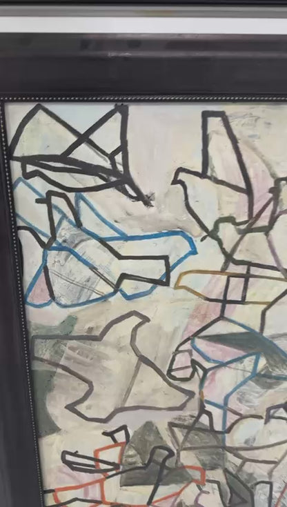 Max Pinchinat 36"x24" Abstract Composition 1968 Oil on Canvas Unframed Painting #1-3-96GSN-Family Marie & Georges S. Nader