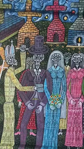 Frantz Zephirin  17"x14" Marriage of Baron Samedi & Grann Brigitte 2005 Oil on Canvas Painting #31JN-HA-RESERVED