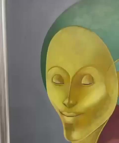 Bernard Sejourne (1947-1994) 30"x24" The Yellow Face Abstract Figure 1989 Acrylic on Board Unframed Painting #17-3-96GSN-HA