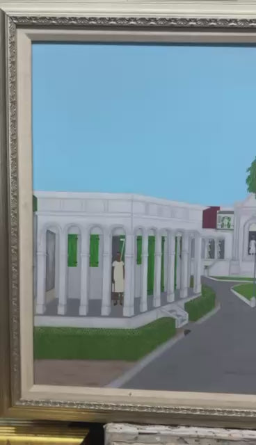 Philome Obin (1891-1986) 24"x30" Iconic Justinien Hospital in Cap Haitian #4-3-96GSN-HA Oil on Board