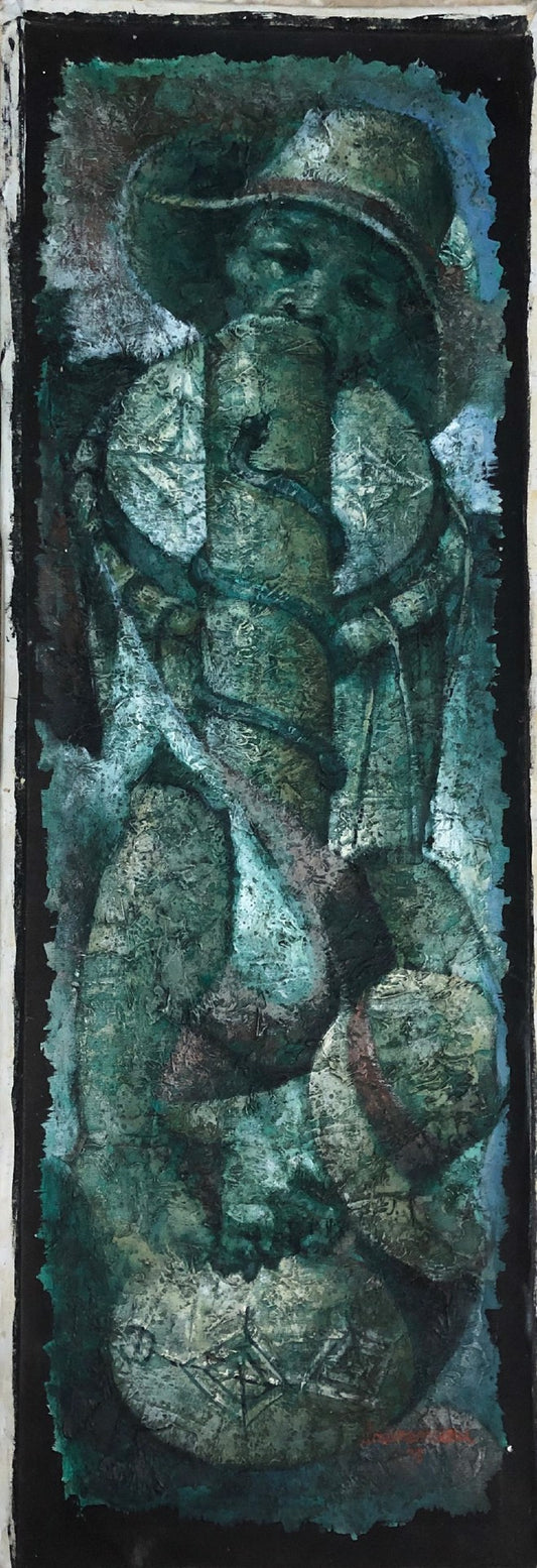 Lyonel Laurenceau (Haïtien, né en 1942) "Rara" 1975 Acrylique sur toile 44"h X 15"l #68-3-96GSN-NY