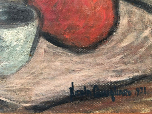 Nicola "Still Life" Acrílico enmarcado sobre lienzo 1931 Pintura 12"h x 9"w #1GSN-NY