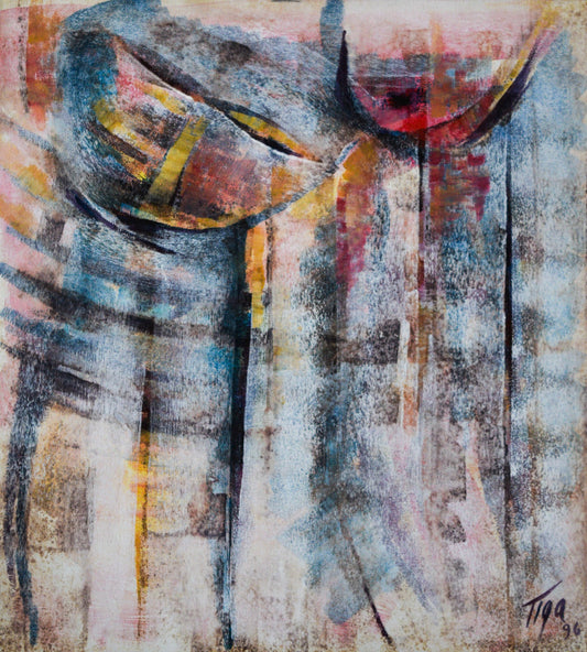 Jean-Claude Garoute "TIGA" (1935-2006) 20"x18" Espíritus abstractos 1996 Acrílico sobre lienzo #2PM