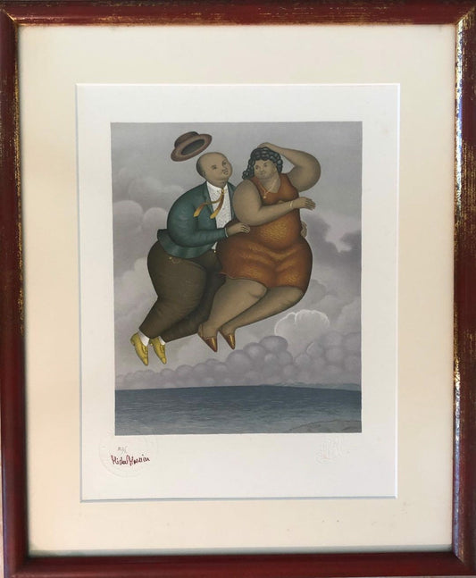 Saint-Louis Blaise (Haitian, 1956-1993) "Reves d'Amour" Litho Limited Edition Framed Drawing 13"h X 10"w #3GSN-NY