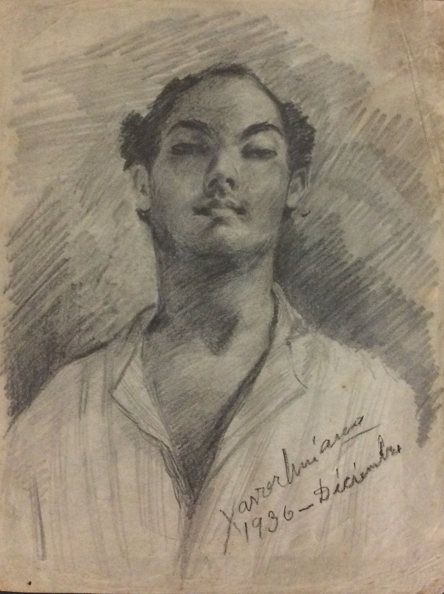 Xavier Amiama (1910-Haiti 1969) 10"x 8" UNTITLED 1936 Crayon Ink on Paper Drawing #13MFN