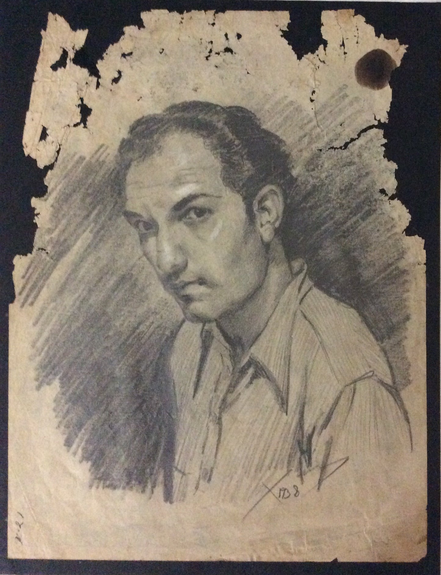 Xavier Amiama (1910-Haiti 1969) 10"x 8" UNTITLED 1938 Crayon Ink on Paper Drawing #4MFN