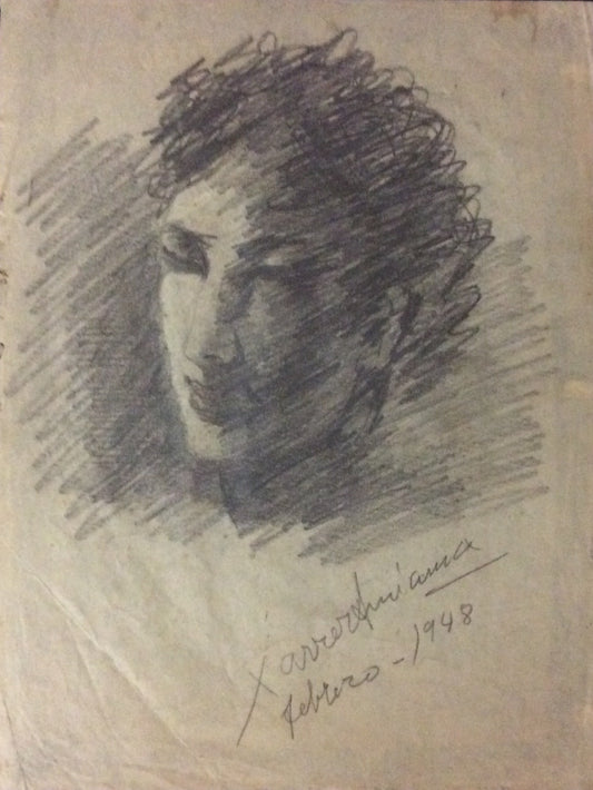 Xavier Amiama (1910-Haiti 1969)10"x 8" UNTITLED 1948 Crayon Ink on Paper Drawing #5MFN