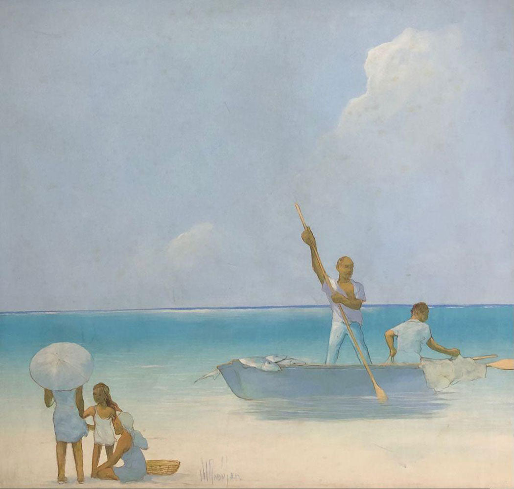 Juan Plutarco Andujar (1931-1995) 40"x40 » Huile marine sur toile Peinture #17FN
