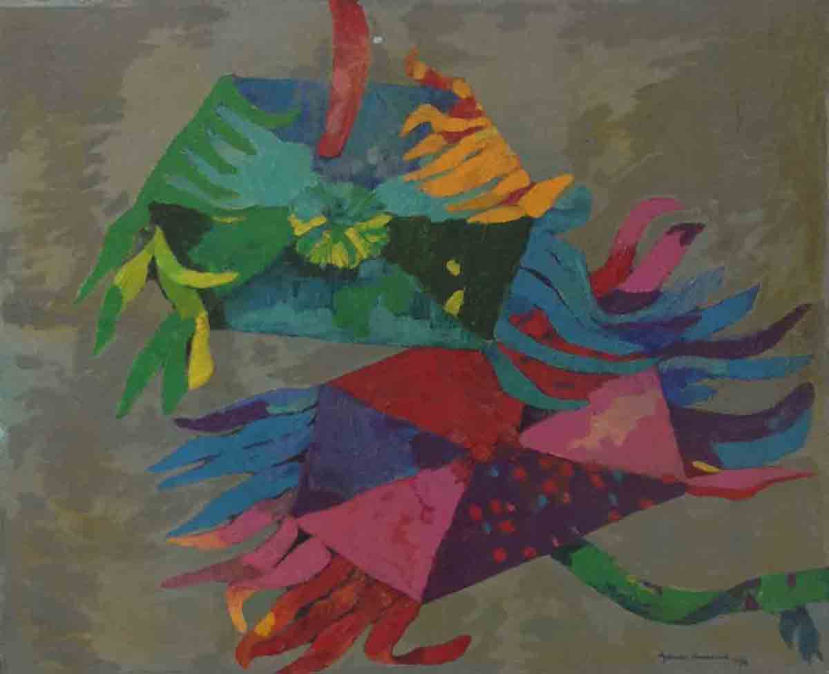 Gesner Armand (1936-2008) 30"x32" Kites 1993 Oil on Canvas #502GN-HA