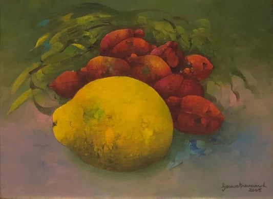 Gesner Armand (1933-2008) 12"x16" Tropical Fruits 2005 Oil on Canvas Framed #6FC